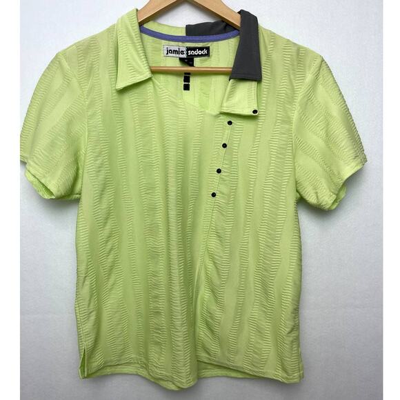 Jamie Sadock Vintage Womens Golf Polo Lime Green Gray Medium - Picture 1 of 10